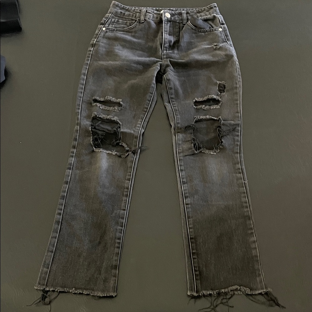 Distressed Black Women Jeans